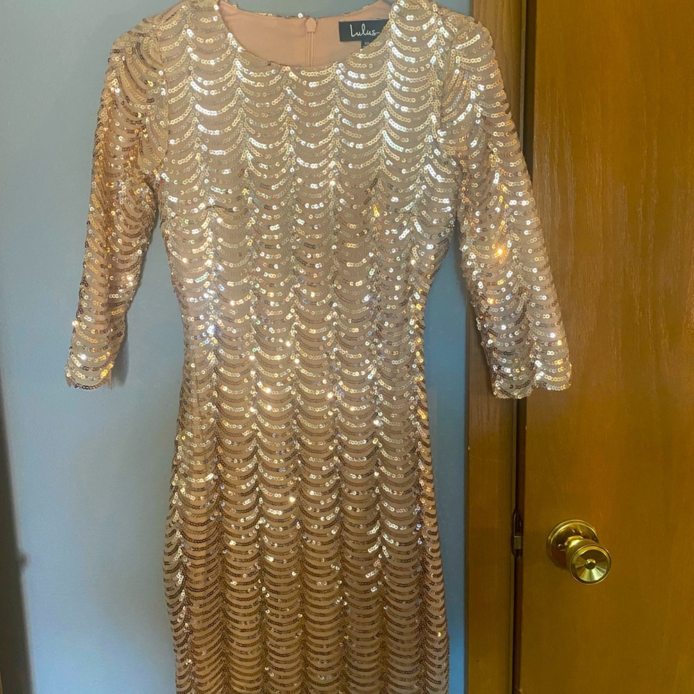 Gold sequin dress, Lulus, XS